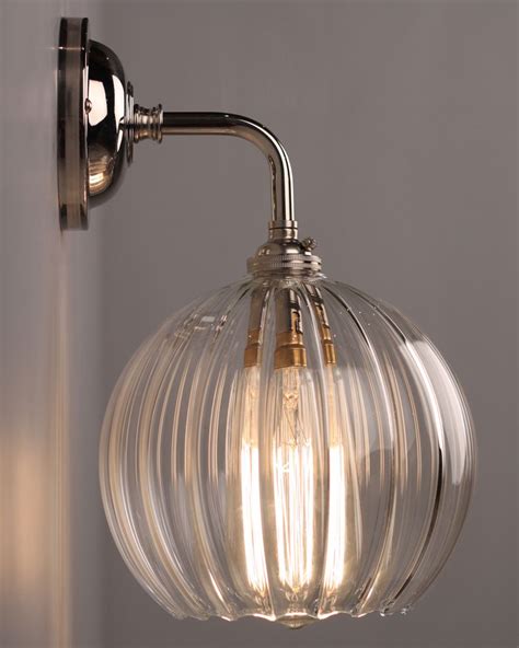 Lenham Traditional Wall Light With Ribbed Glass Shade Glass Wall Lights