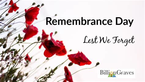 Remembrance Day Lest We Forget Billiongraves Blog