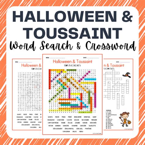 French Halloween And Toussaint Word Search And Crossword Activities Made