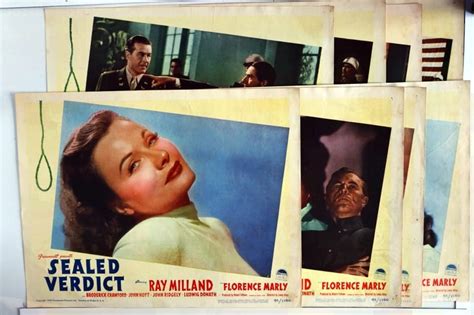 Original Lobby Cards Sealed Verdict Set Of Ray Milland Florence Marley