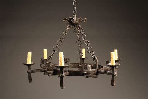 Early 19th Century French Wrought Iron 6 Arm Antique Chandelier