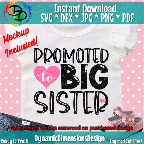 Promoted To Big Sister New Baby Baby Svg Baby Svg Little Girl Bab