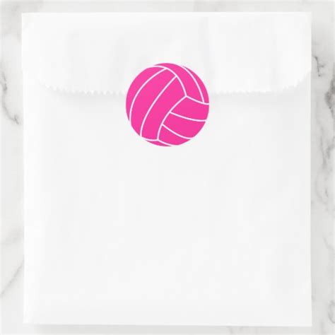 Hot Pink Volleyball Classic Round Sticker Zazzle