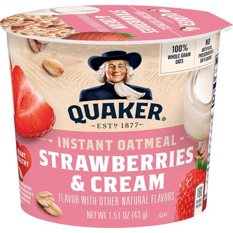 Quaker Instant Oatmeal Strawberries And Cream Oatmeal And Hot Cereal