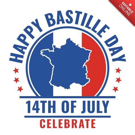 Happy Bastille Day 14th July Paris France Design Template Free Design