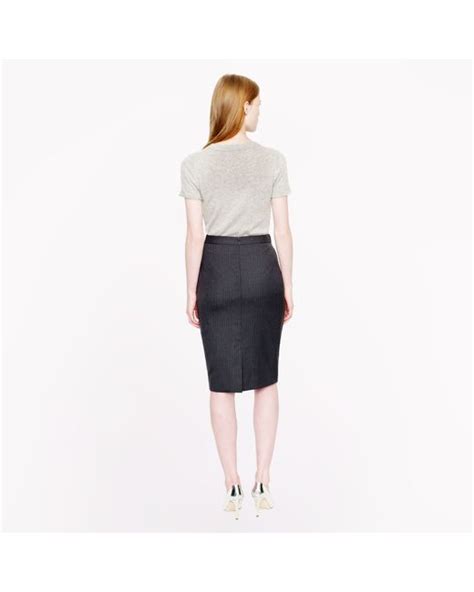 Jcrew Petite Pencil Skirt In Pinstripe Super 120s Wool In Gray