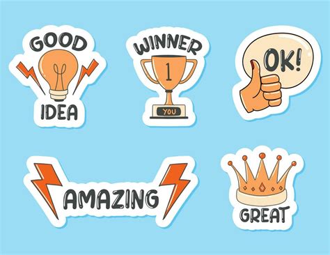 Colorful Hand Drawn Good Job Stickers Collection 24153505 Vector Art At