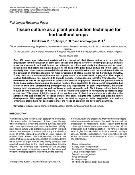 Media used in plant tissue culture are composed of several comp­ onents: (PDF) Tissue culture as a plant production technique for ...