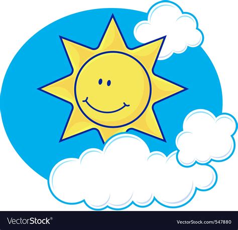 Sun With Clouds Royalty Free Vector Image Vectorstock