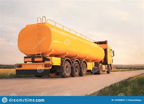 Modern Yellow Truck Parked On Road Stock Image Image Of Industry