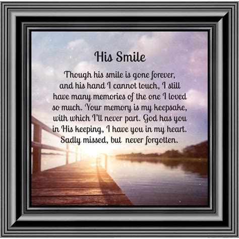 His Smile Framed Poem In Memory A Loved One Condolence Or Sympathy