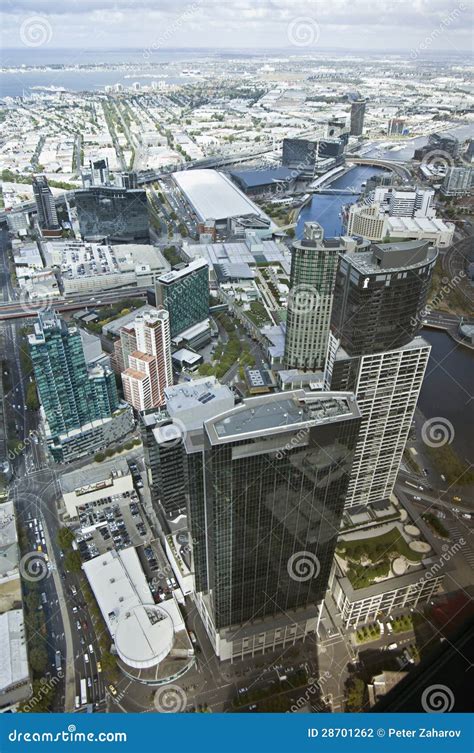 Beautiful Cityscape Of Melbourne Australia Aerial View From Sk Stock
