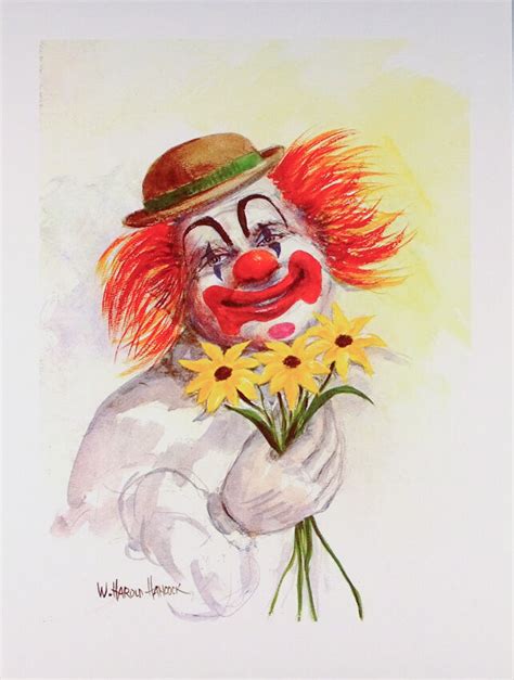 Geometric line art tutorial | adobe illustrator. Vintage CLOWN WITH FLOWERS Happy Clown W HAROLD HANCOCK ...