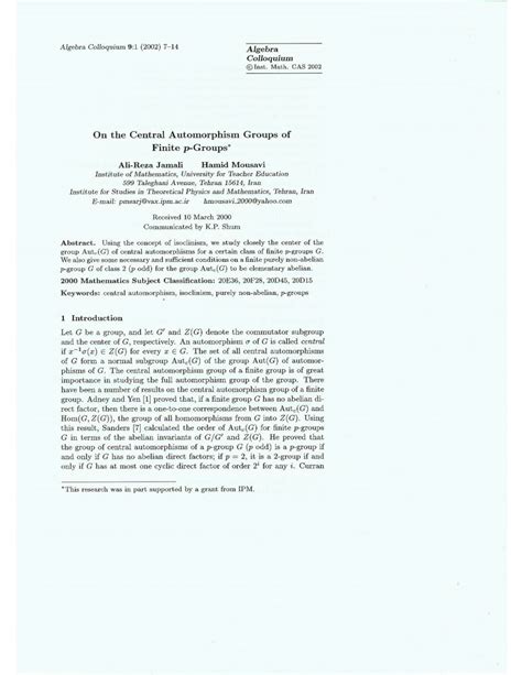 PDF On The Central Automorphism Groups Of Finite P Groups