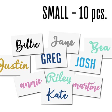 Regular Name Decal 10pc Package Decal Bar