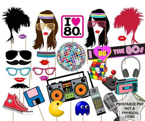 80s Photo Booth Props 80s Party Props 1980s Era Photobooth Props 80s