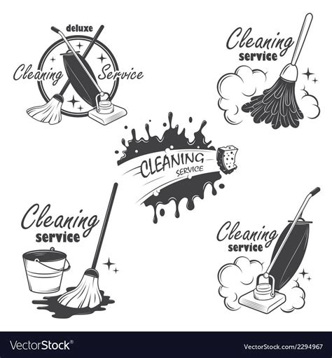 Set Of Cleaning Service Emblems Labels And Designed Elements Also Can