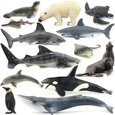Original Ocean Sealife Animals Sets Bule Whale Shark Jaws Tiger Killer