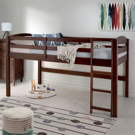Welwick Designs Classic Solid Wood Twin Over Loft Kids Bed Walnut
