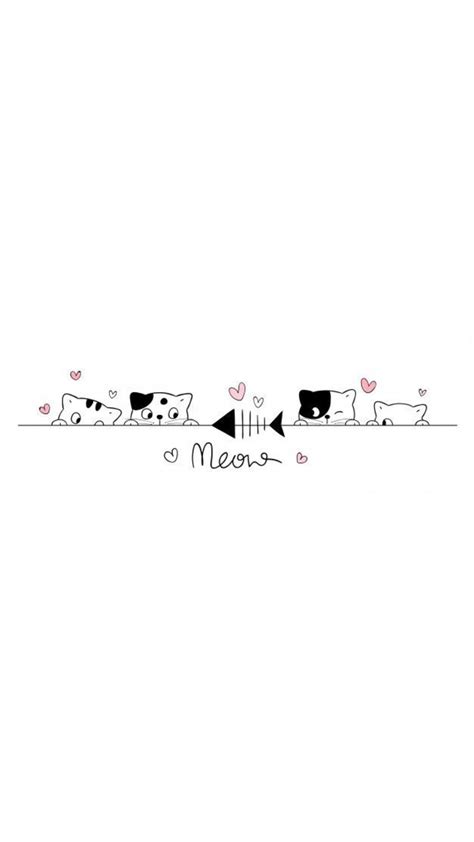 Download Cute Cat Kitten Greeting Cartoon Doodle Background Wallpaper