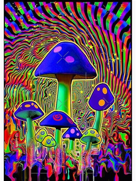 Mind Melt Mushrooms Black Light Poster By Trendira Redbubble