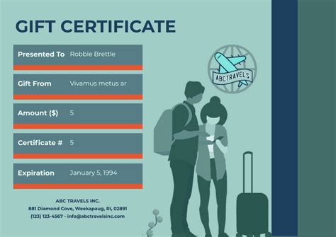 Travel Gift Certificate Template Pdf Templates Jotform