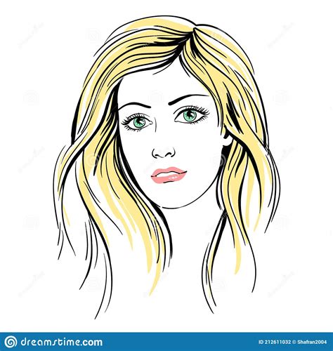 Beautiful Young Women With Long Hair Vector Illustration Stock Vector