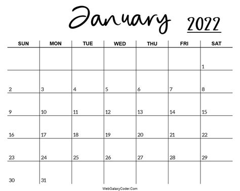 January 2022 Calendar Printable With Holidays Blank Pdf 20 Printable