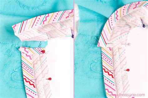 Then fold seam allowance of one of the edges & press. ﻿How to Sew a V Neck with Bias Tape | TREASURIE in 2020 ...