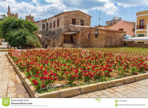 View Of Flowers In A Square In The Walled Old Medieval City Of F Stock