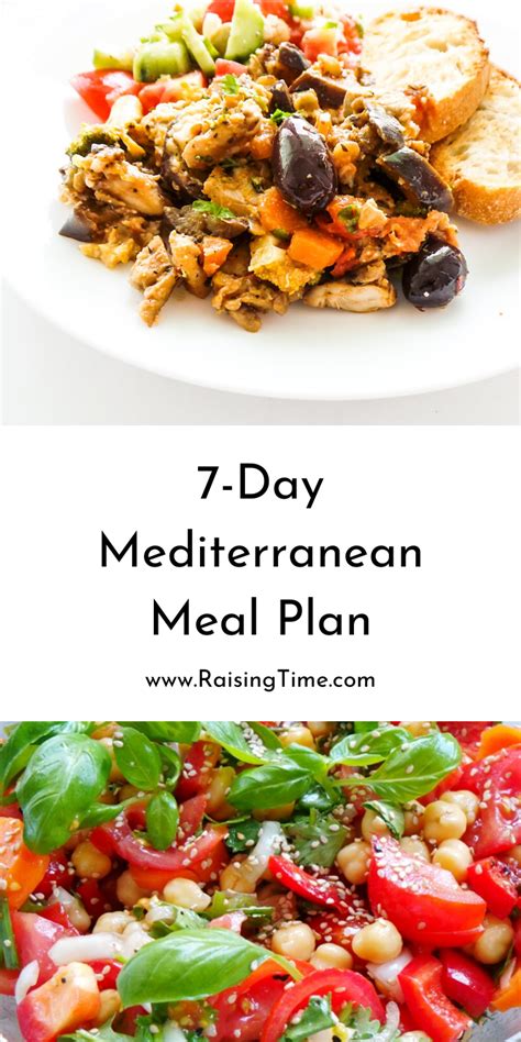 A One Week Mediterranean Diet Meal Plan Including Mediterranean Diet