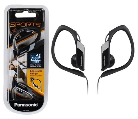 Panasonic Rp Hs34 Black Water Resistant Sport Headphones Adjustable Ear