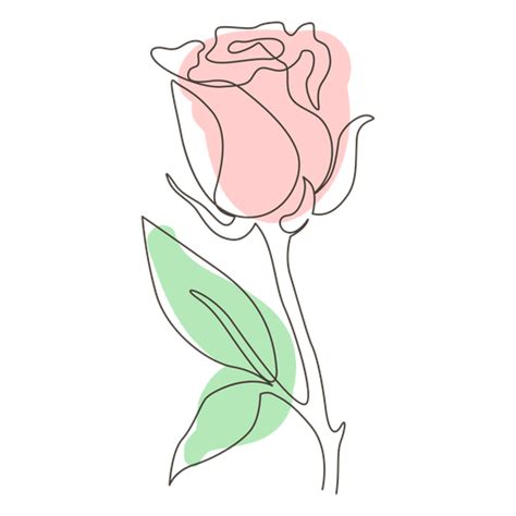 Vectores de arte lineal flores. Dibujo lineal de una sola hoja rosa - Descargar PNG/SVG ...