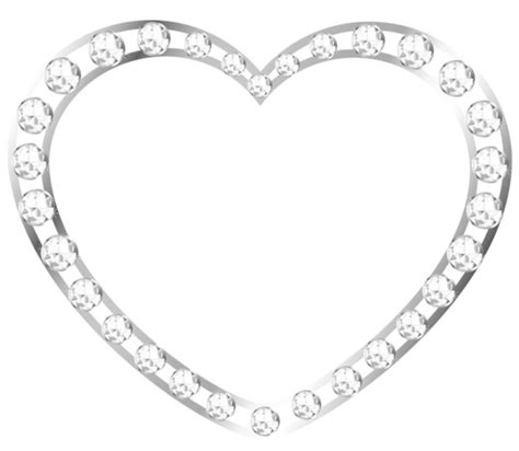 Silver Heart With Diamonds Png Official Psds