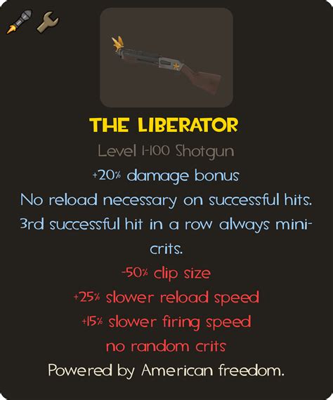 Engineer Primarysoldier Secondary Tf2 Weapon Concept The Liberator