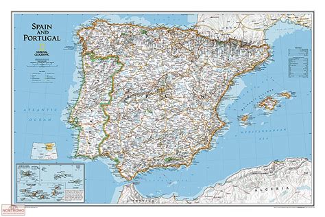 Espagne Et Portugal Carte Murale National Geographic Nostromoweb