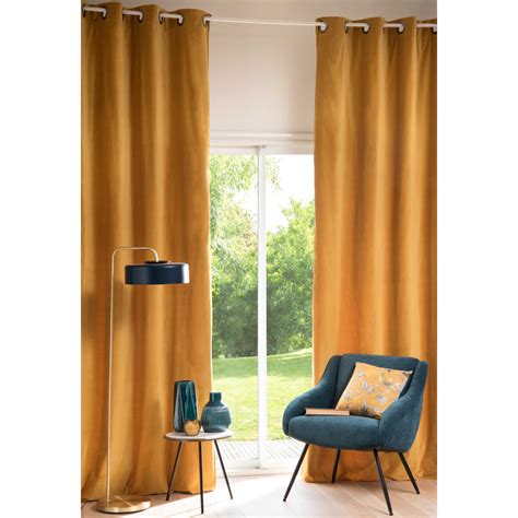 Savora Mustard Yellow Velvet Curtain 140 X 300 Cm Maisons Du Monde