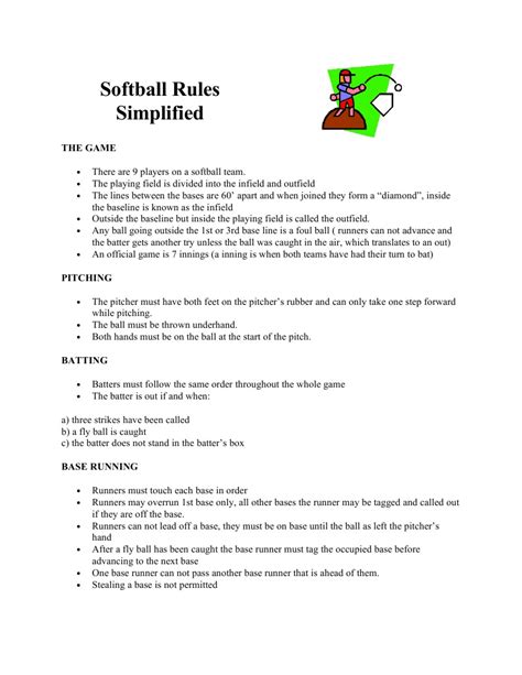Softball Rules Simplified Baseball Field Softball