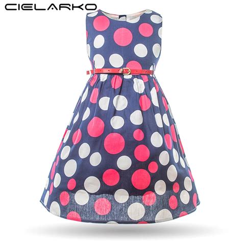 Cielarko Girls Dress Summer Polka Dot Children Dresses Cotton Casual