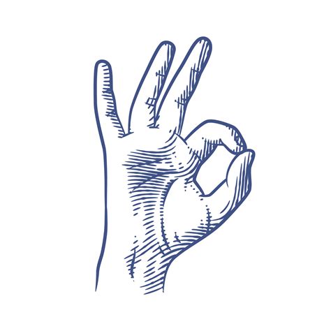 Ok Hand Gesture Line Art Vector Illustration 6044767 Vector Art At Vecteezy