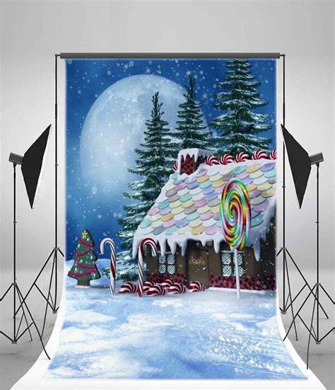 Buy Laeacco 6x8ft Gingerbread House Christmas Backdrop Colorful Candy