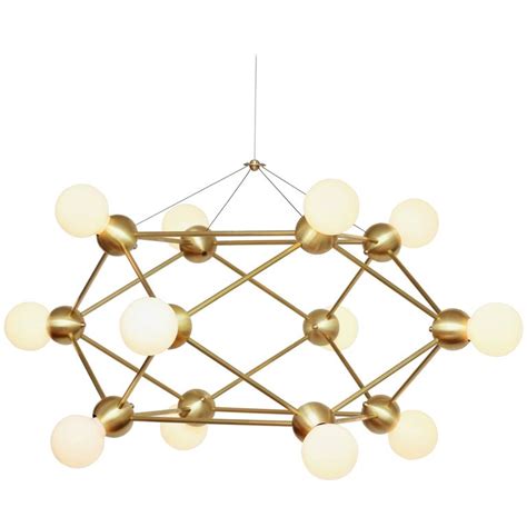 Lina Twelve Light Chandelier Brushed Brass Modern Minimal Geometric