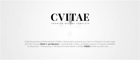 Cvitae Responsive Materialized Resume Intro 4 On Behance