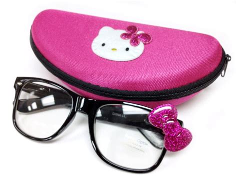 hello to kitty kawaii nerd glasses and case
