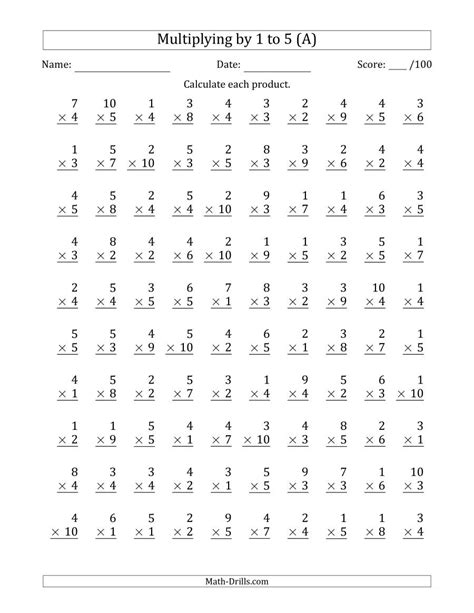 1s Multiplication Worksheets Free Printable