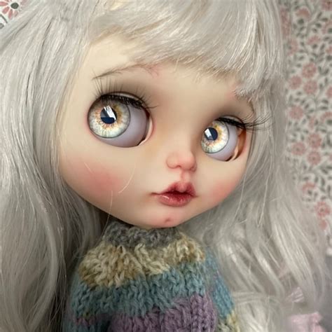 Custom Blythe Doll Ooak Blythe Natural Hair Moher Reroot Etsy