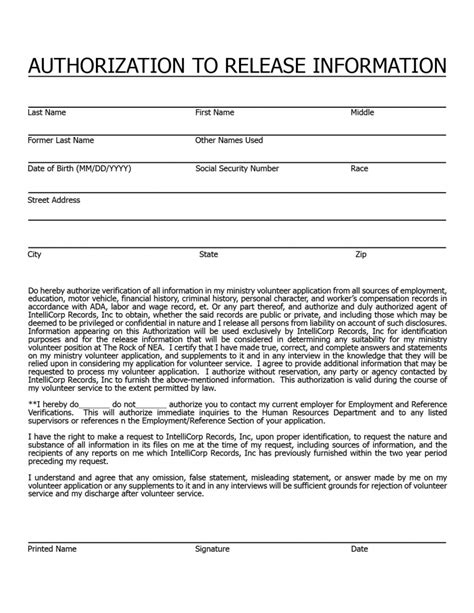 Background Check Authorization Form Printable Printable Forms Free Online