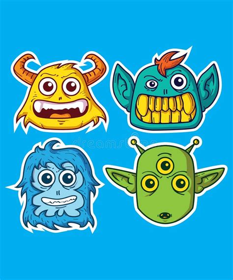 Monsters Head Pack 01 Stock Vector Illustration Of Imaginary 155187442