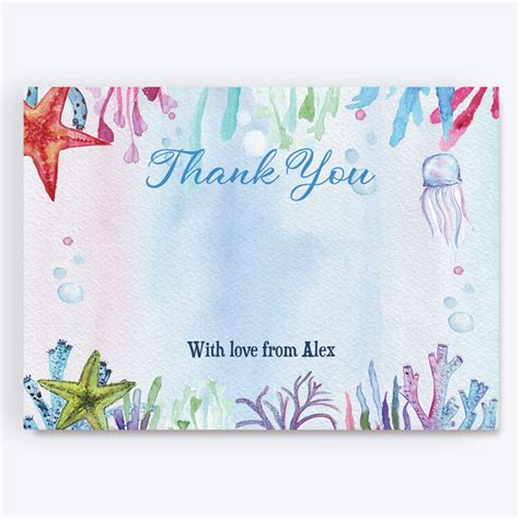 Under The Sea Thank You Card From £075 Each