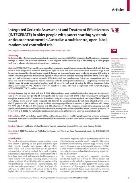 Pdf Integrated Geriatric Assessment And Treatment Effectiveness